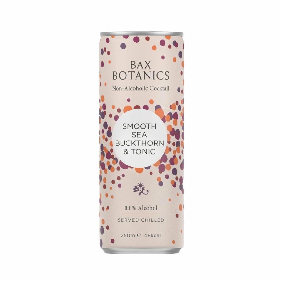 Non-Alcoholic Spirits No and Low | Bax Botanics Smooth Sea Buckthorn & Tonic 4-Pack - Non-Alcoholic Gin & Tonic